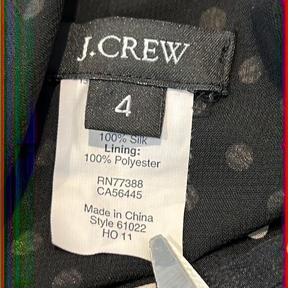 J. Crew Black White Polka Dot Silk Spaghetti Strap Mini Dress Size 4 - Picture 6 of 7